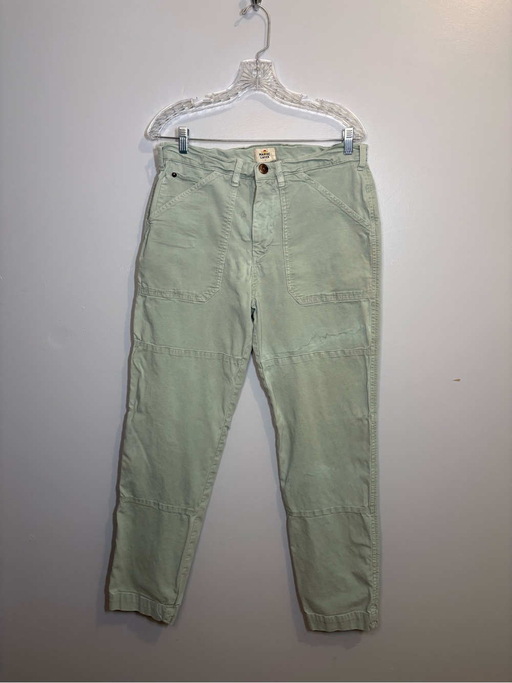Marine Layer Mint Green Straight-Leg Utility Pants Women’s 33 Mid-Rise Gorpcore